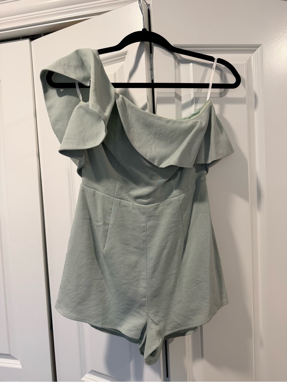 Lulus Sage Green One-Shoulder Romper - Picture 7 of 10